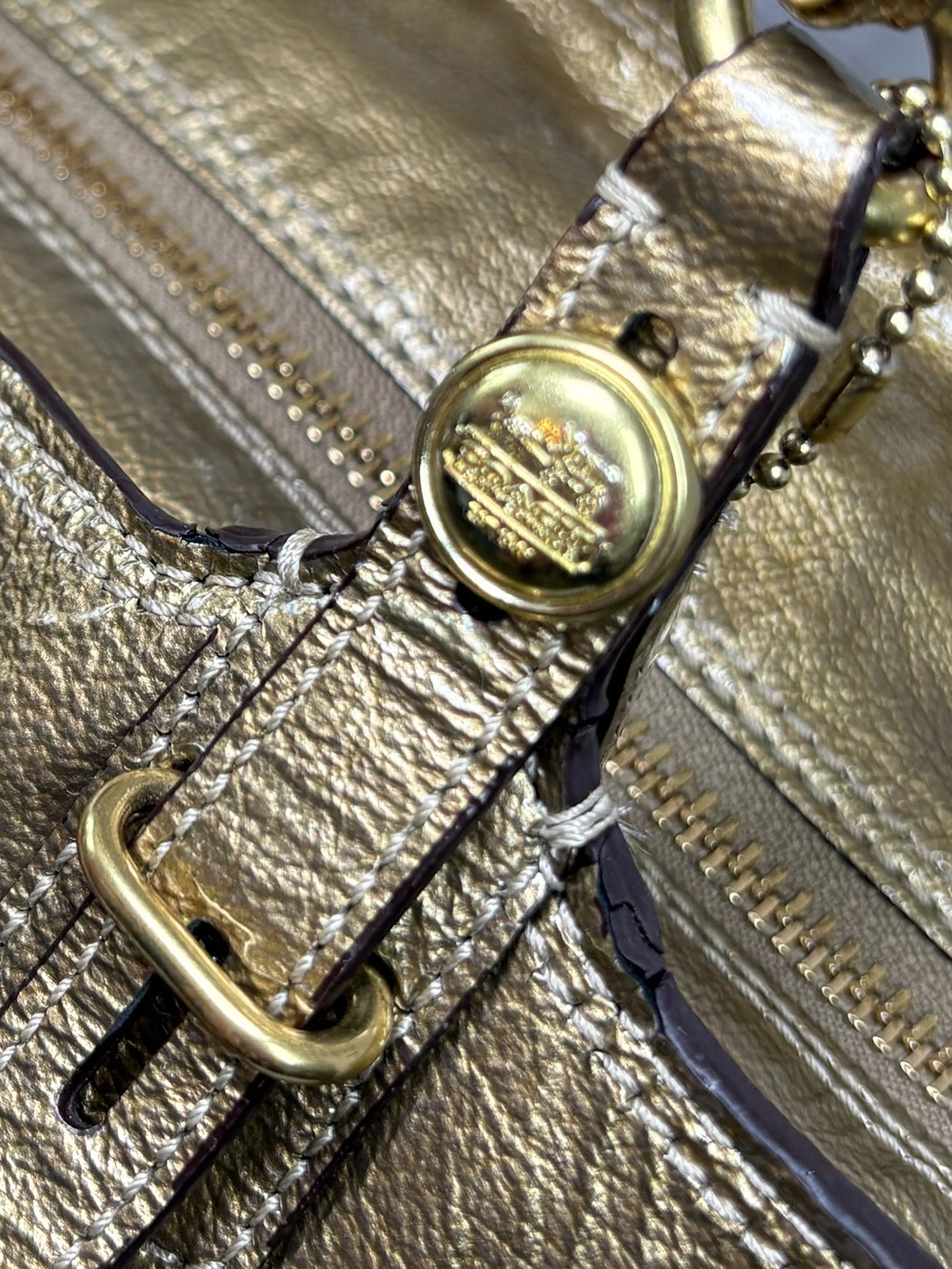 Coach Madison Tribeca Crinkled Metallic Gold Patent Leather Tote No.C1093-15373 - Picture 13 of 15